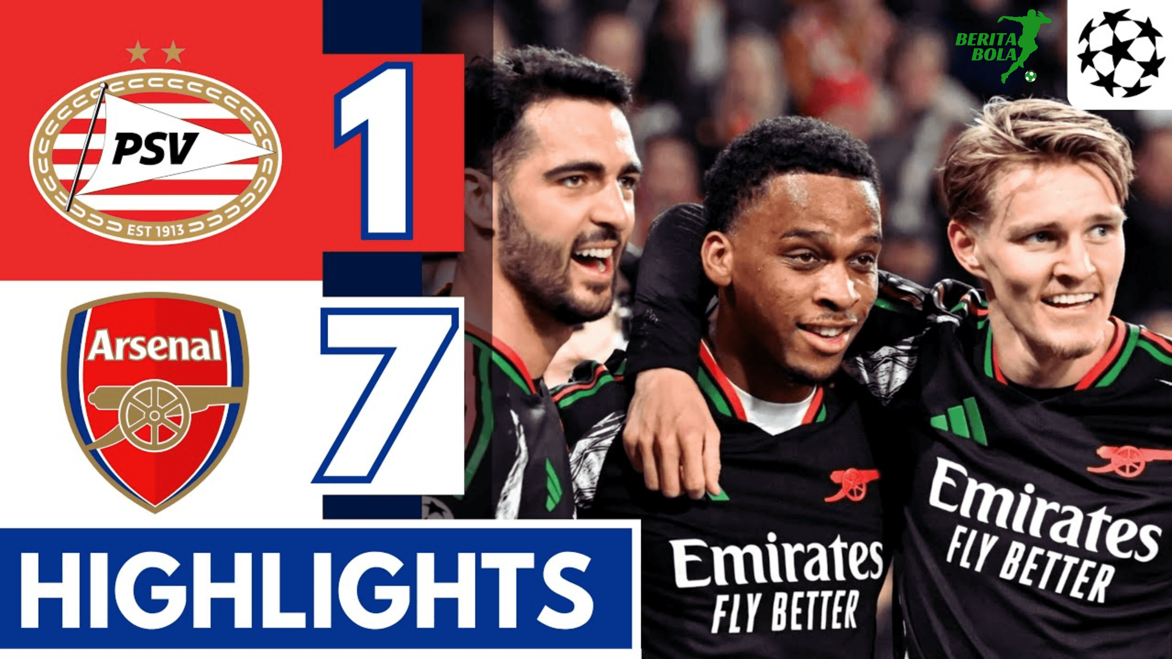 Arsenal Membantai PSV 7-1 Sejarah UEFA Kembali Terukir